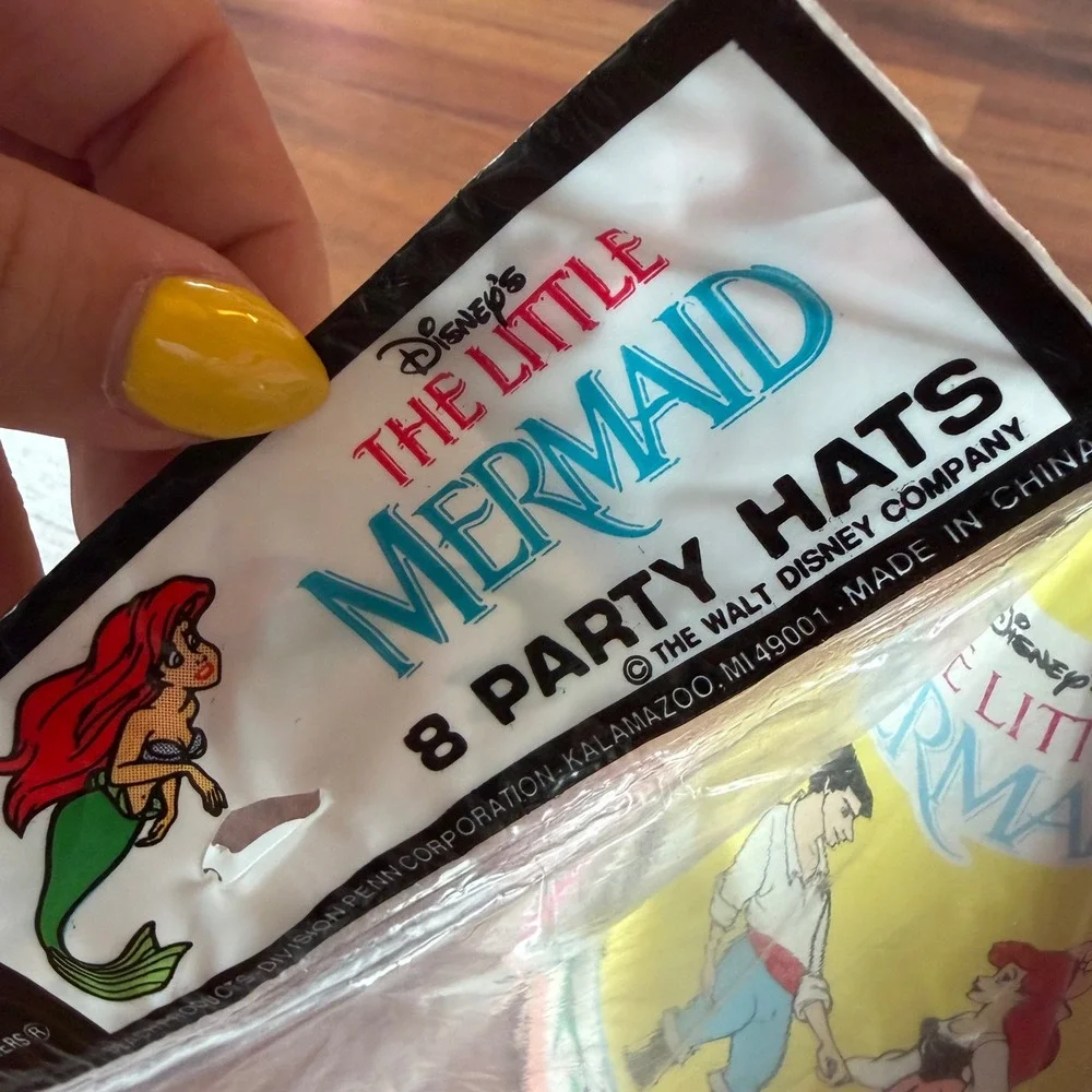 Vintage Disney The Little Mermaid 8 Party Hats New 1990s Ariel Prince Eric